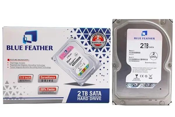 Blue Feather 2TB SATA 3.5 inch Internal Hard Disk Drive for Desktop/PC, CCTV/Surveillance System, High Speed Data Transfer with 2 Years Warranty (2TB)